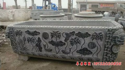 仿古方形石雕水缸