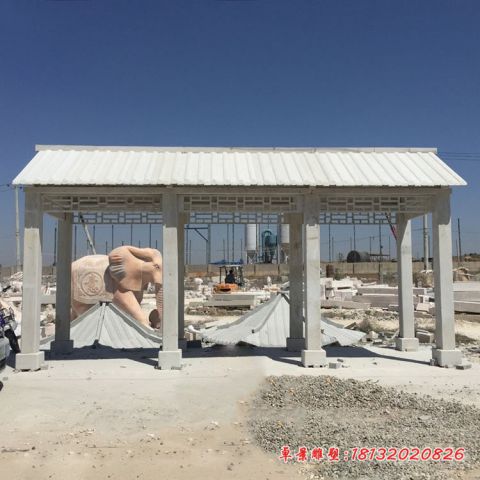 公园带顶长廊石雕