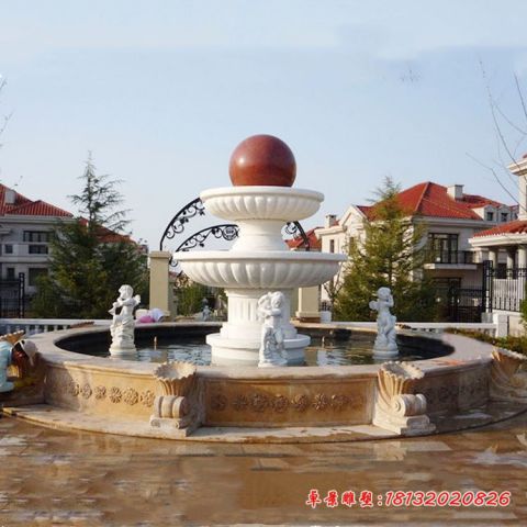 广场双层风水球喷泉石雕