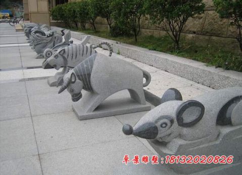 公园大理石抽象十二生肖石雕