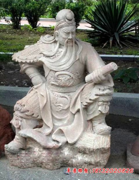 古代名人关公读春秋石雕