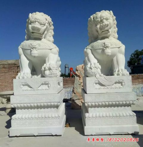 门前汉白玉北京狮子石雕