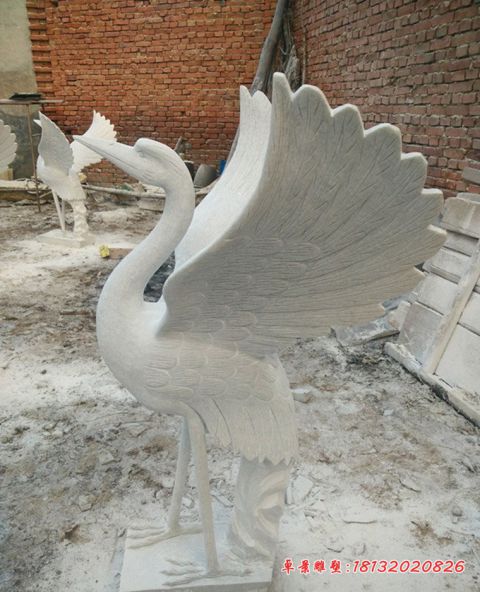 公园大理石动物仙鹤石雕