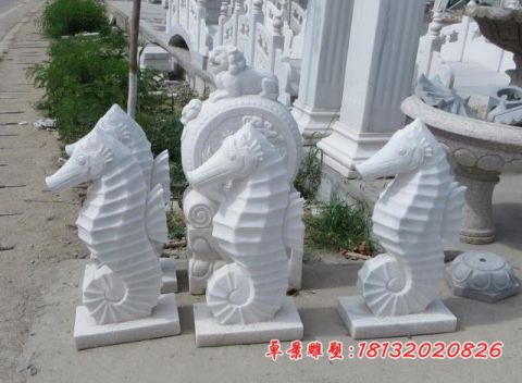 小区汉白玉海马石雕