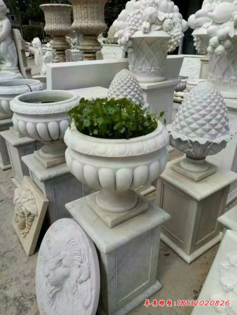 广场汉白玉欧式花盆石雕