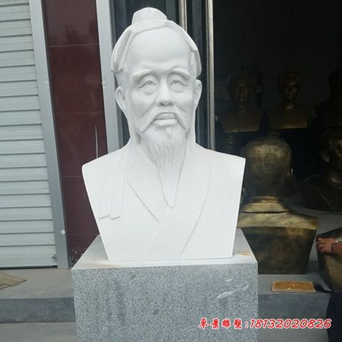 汉白玉古代名人华佗头像石雕