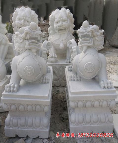 门前汉白玉招财貔貅石雕