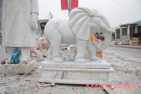 门前大理石大象石雕