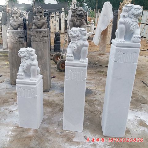 别墅汉白玉拴马柱石雕