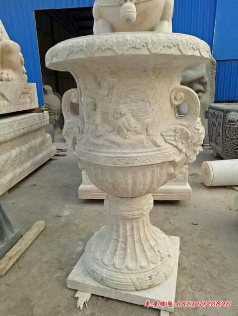 大理石小区欧式石雕花盆