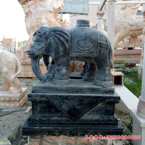 青石仿古吉祥大象石雕
