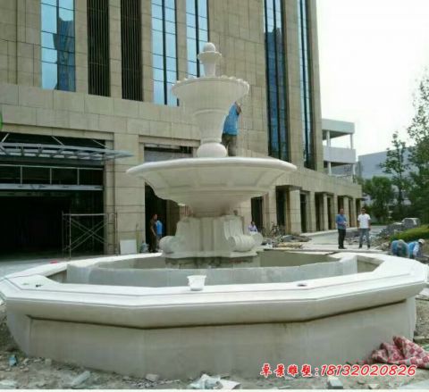 酒店门口大理石双层喷泉石雕