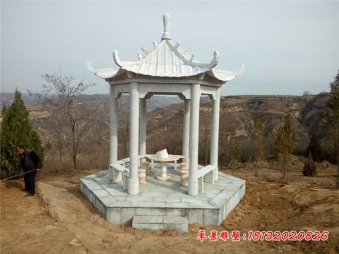 园林汉白玉凉亭石雕