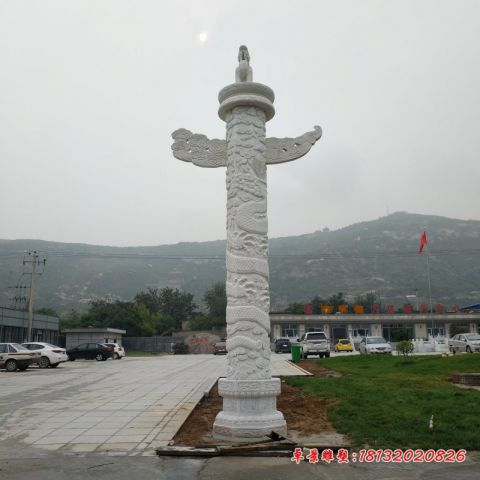 景区汉白玉华表石雕