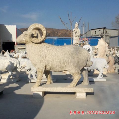 公园石雕动物大理石羊