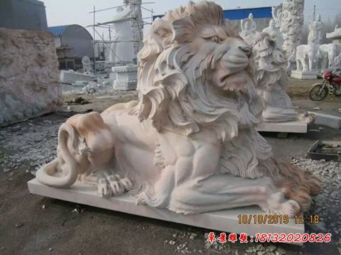 晚霞红动物欧式狮子石雕
