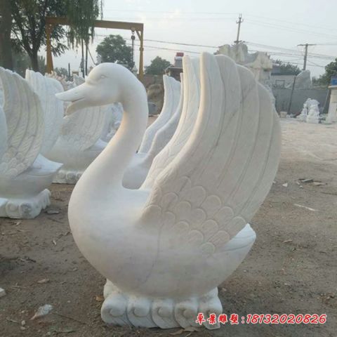 公园动物大理石天鹅石雕