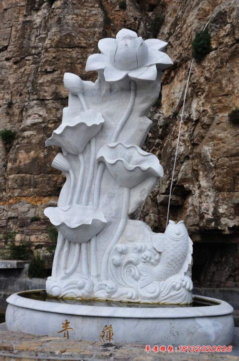 公园大理石荷花石雕