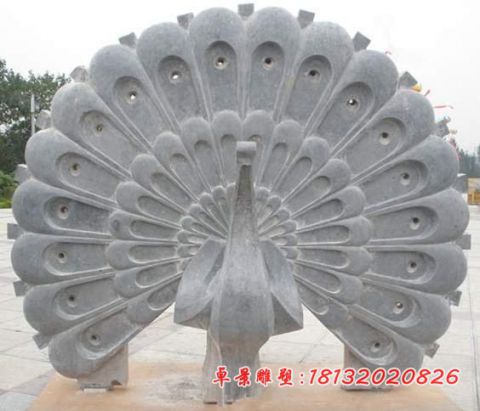 公园动物青石孔雀石雕