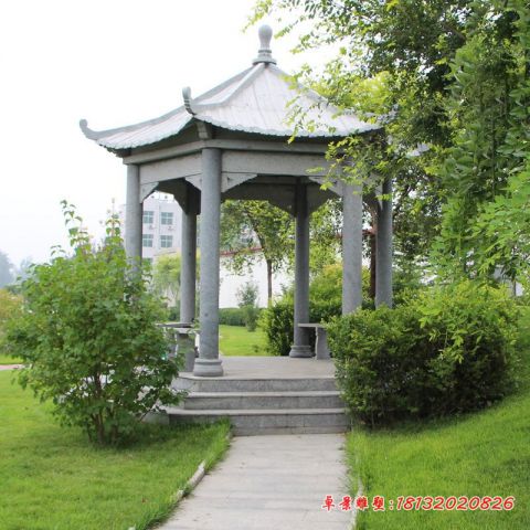 大理石公园六角石雕凉亭