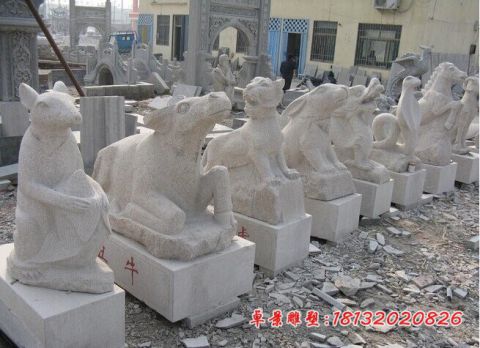 大理石十二生肖动物石雕