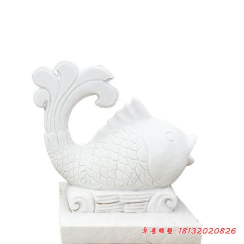 小区汉白玉喷水鱼石雕