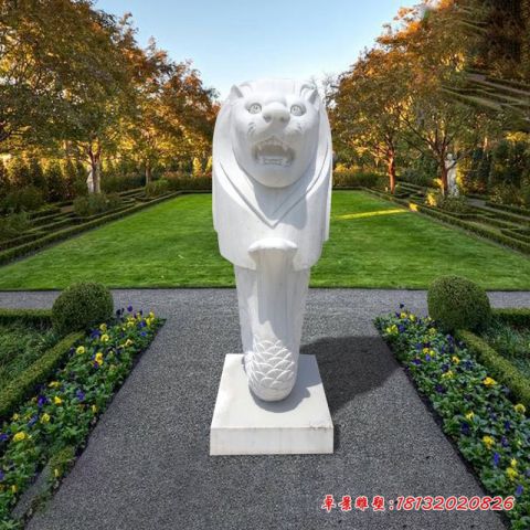 汉白玉公园鱼尾狮石雕