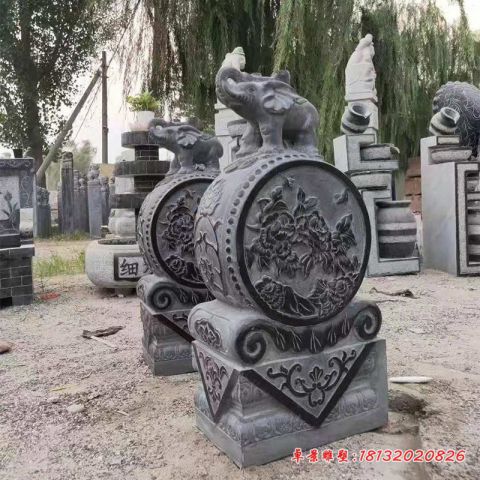 门前青石仿古小象门墩