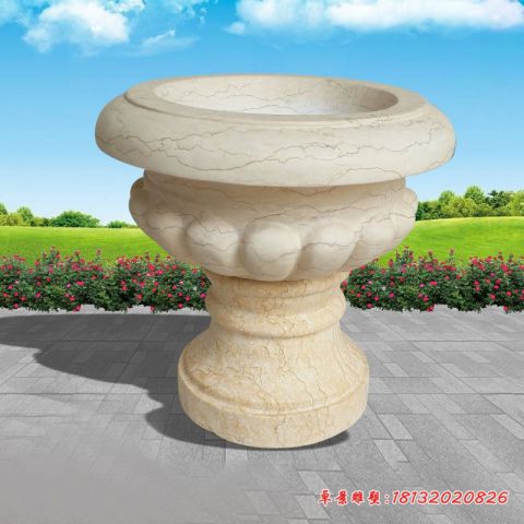 公园黄锈石花盆