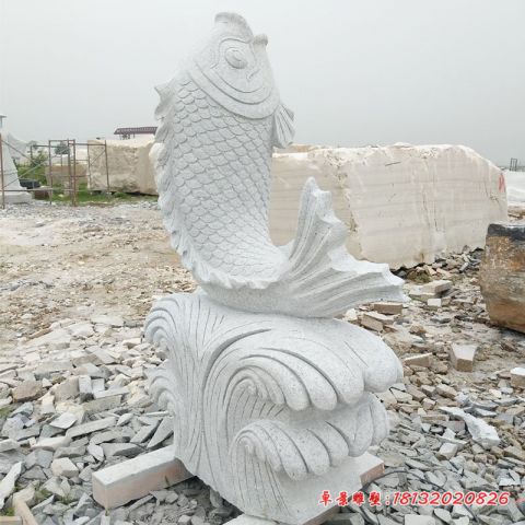 公园大理石喷水石雕鲤鱼