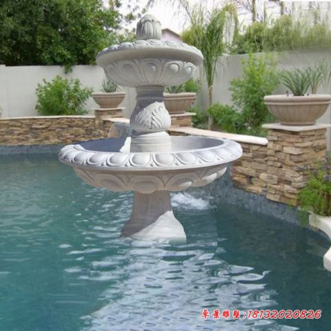 企业汉白玉双层石雕喷泉