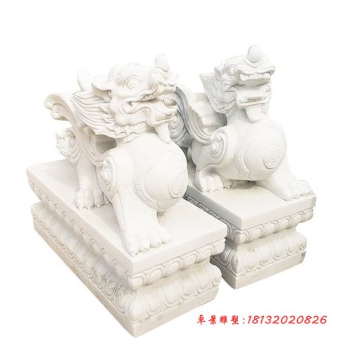 门前汉白玉招财貔貅雕塑