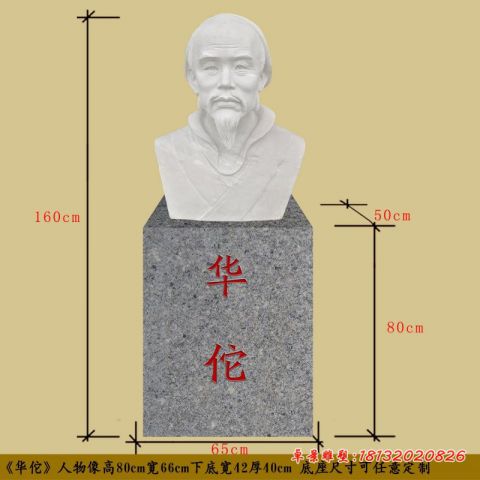 汉白玉古代名医华佗头像石雕