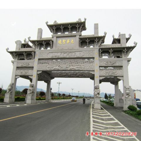 景区三门牌楼石雕