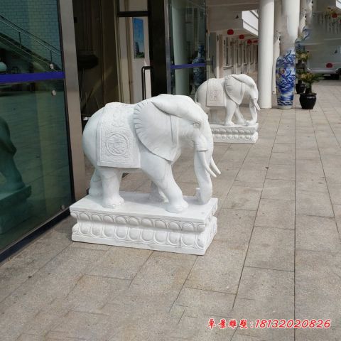 企业门前汉白玉大象石雕