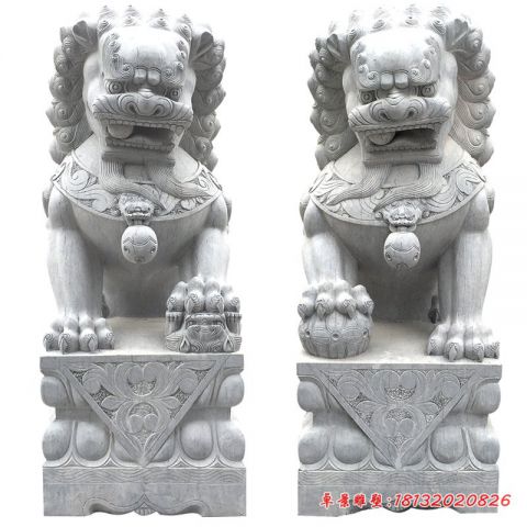 小区门前大理石狮子石雕