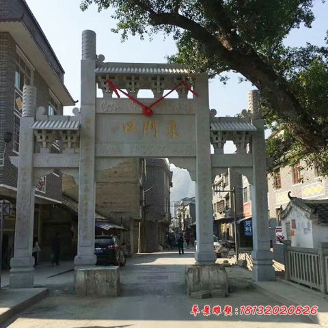 街道三门冲天牌坊石雕