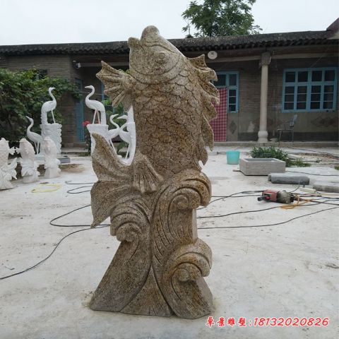 小区花岗岩喷水鱼雕塑