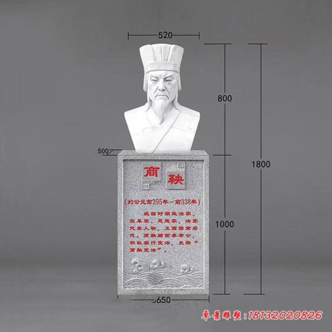 古代名人商鞅头像石雕