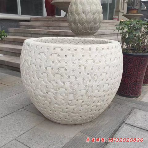 公园大理石圆形水缸石雕