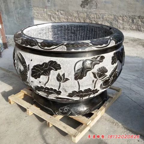 庭院青石仿古水缸雕塑