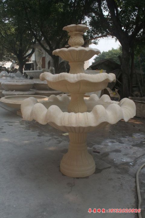 公园大理石三层喷泉雕塑