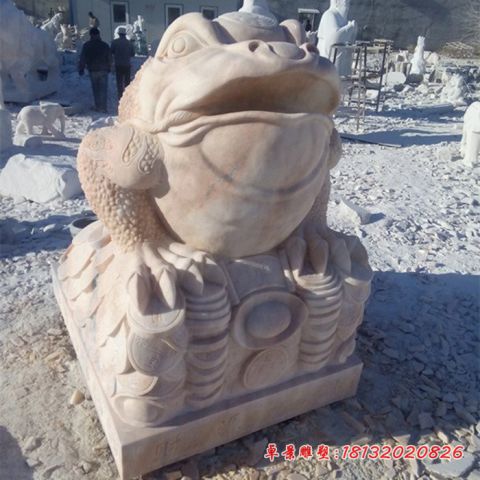 晚霞红动物招财金蟾石雕