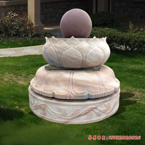 公园莲花晚霞红风水球石雕