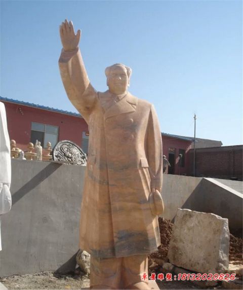 晚霞红挥手伟人毛主席石雕
