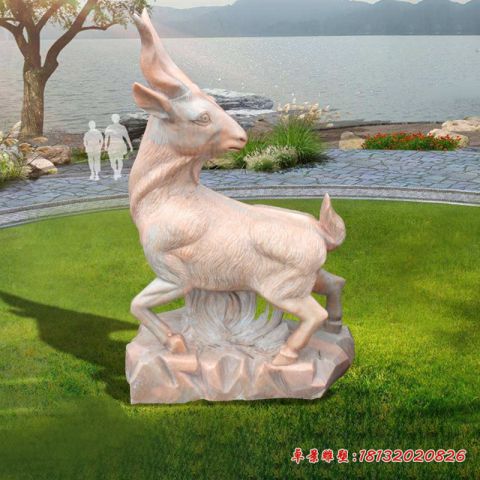 晚霞红动物生肖羊石雕