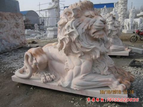 门前晚霞红欧式狮子石雕