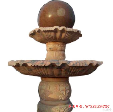 小区双层晚霞红风水球