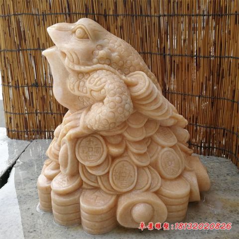 企业晚霞红招财石雕金蟾