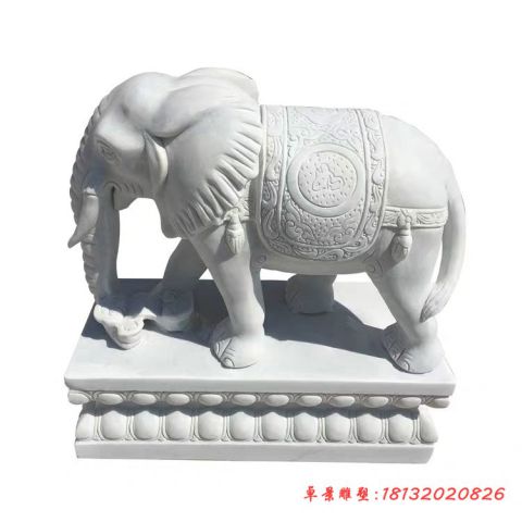 门前汉白玉如意元宝大象石雕
